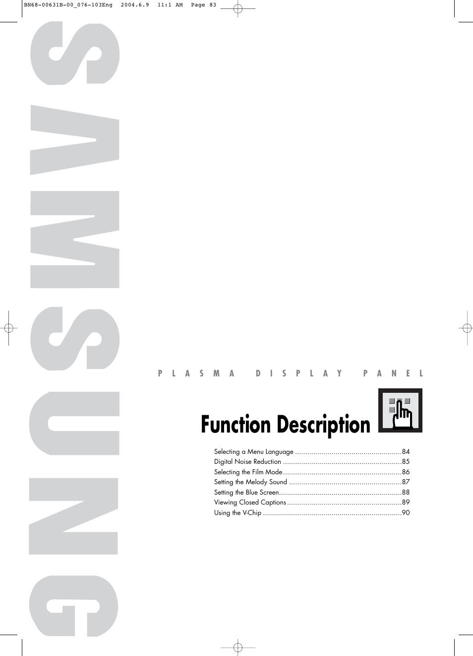 Function description | Samsung SPP4231KX-XAA User Manual | Page 83 / 104