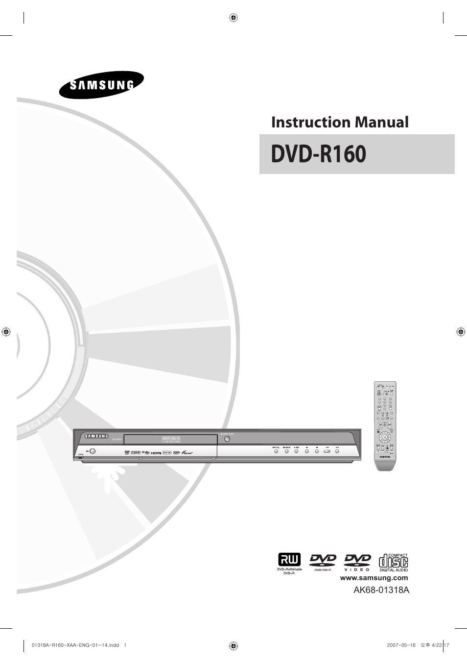 Samsung DVD-R160-XAA User Manual | 83 pages