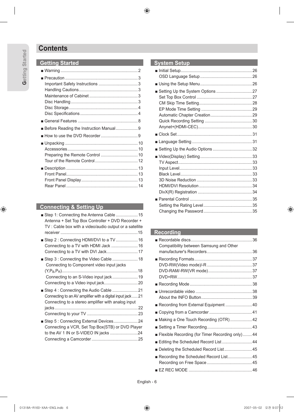 Samsung DVD-R160-XAA User Manual | Page 6 / 83