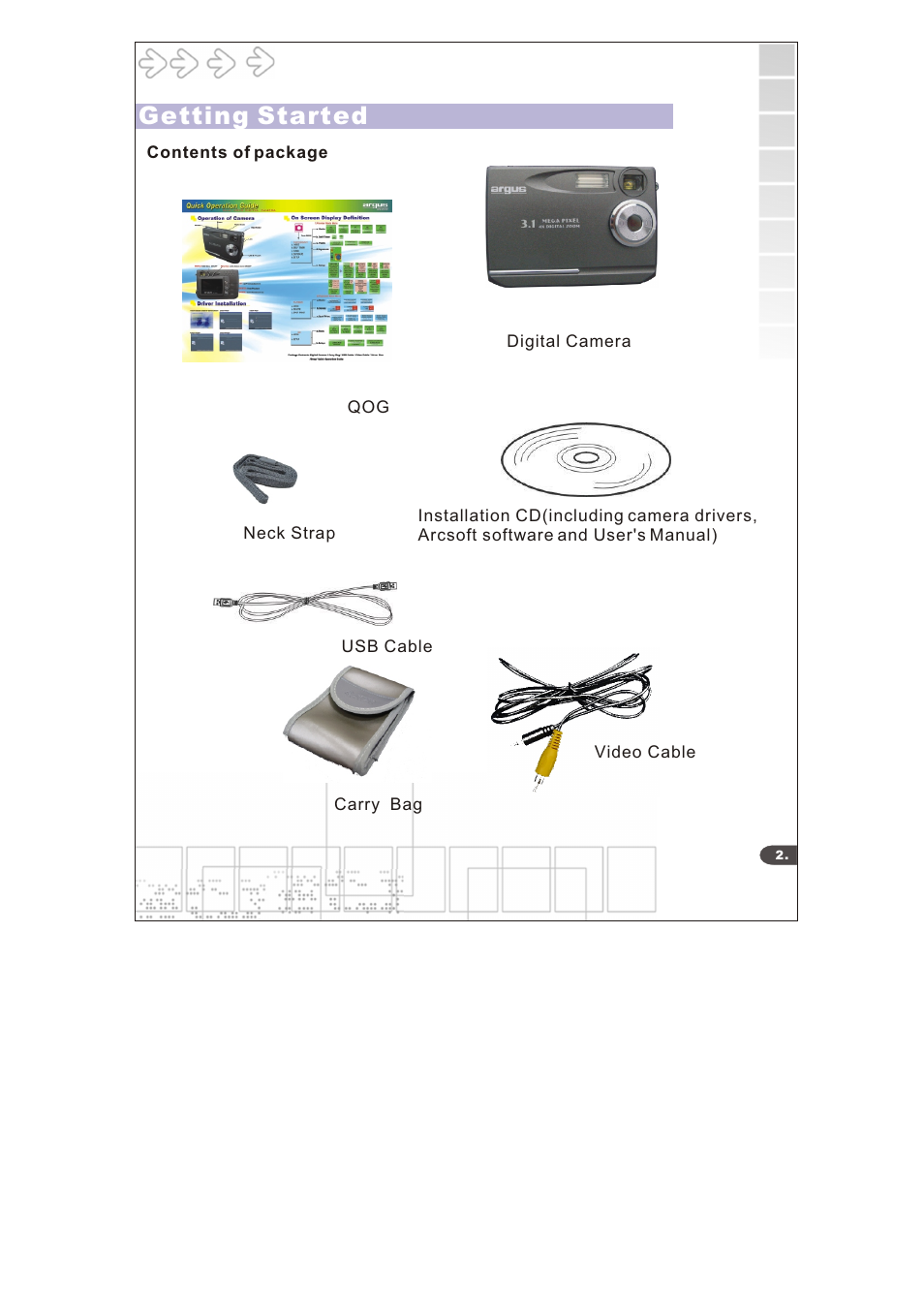 Getting started | Argus Camera DC3640 User Manual | Page 4 / 21