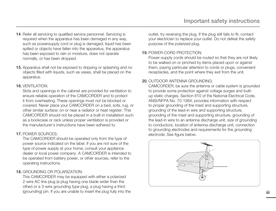 Important safety instructions | Samsung HMX-Q10UN-XAA User Manual | Page 3 / 114