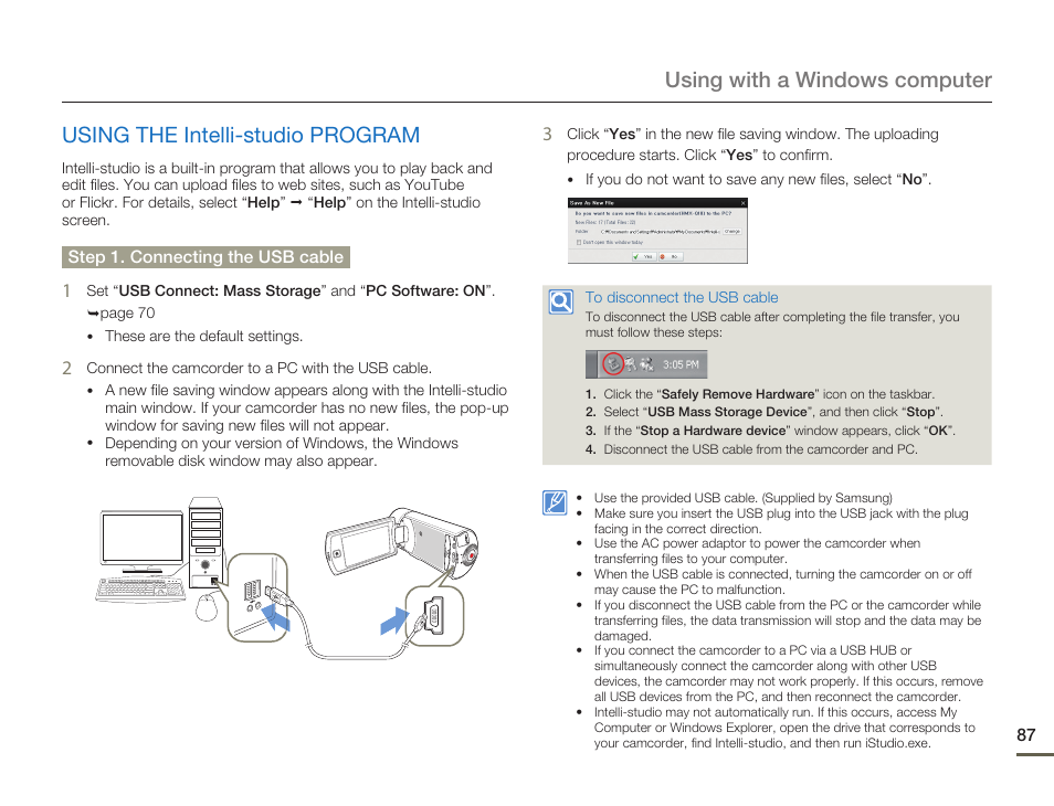 Using the intelli-studio program | Samsung HMX-Q10UN-XAA User Manual | Page 91 / 114