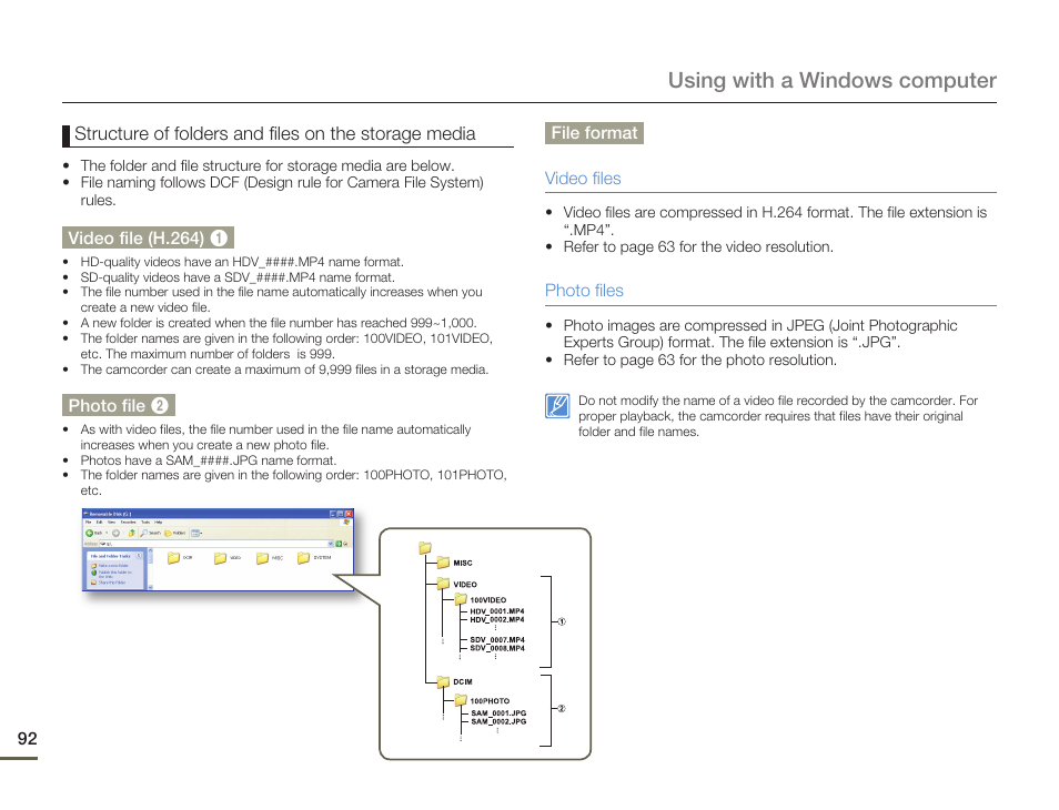 Using with a windows computer | Samsung HMX-Q10UN-XAA User Manual | Page 96 / 114