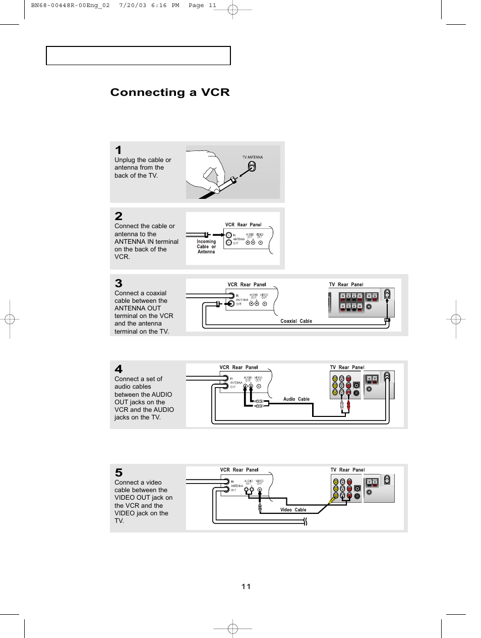 Connecting a vcr | Samsung LTN406WX-XAA User Manual | Page 19 / 82