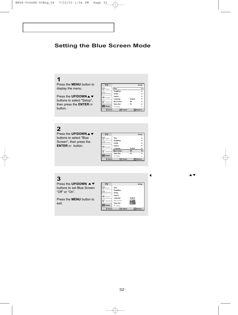 Setting the blue screen mode | Samsung LTN406WX-XAA User Manual | Page 40 / 82