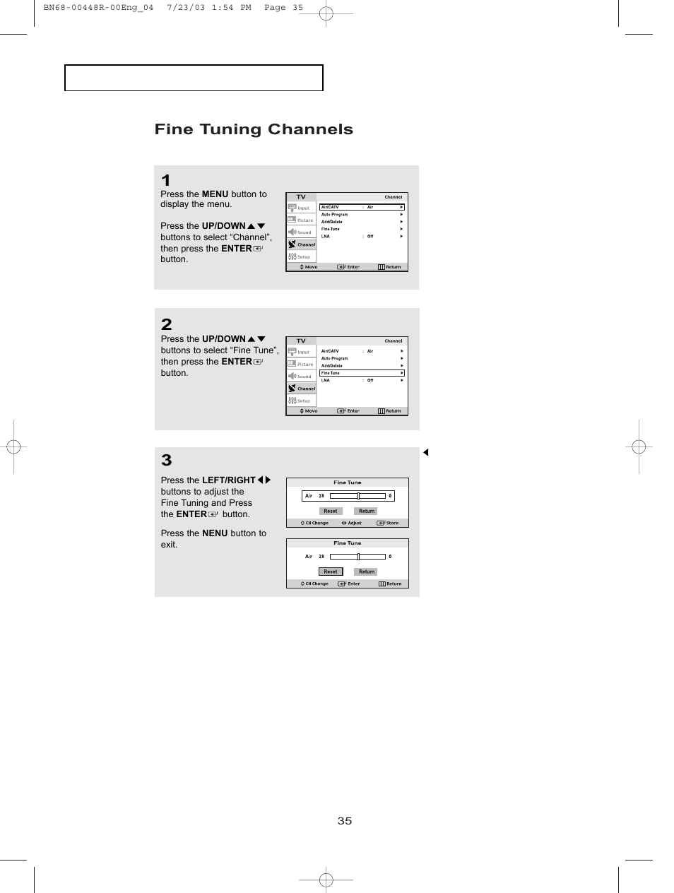 Fine tuning channels | Samsung LTN406WX-XAA User Manual | Page 43 / 82