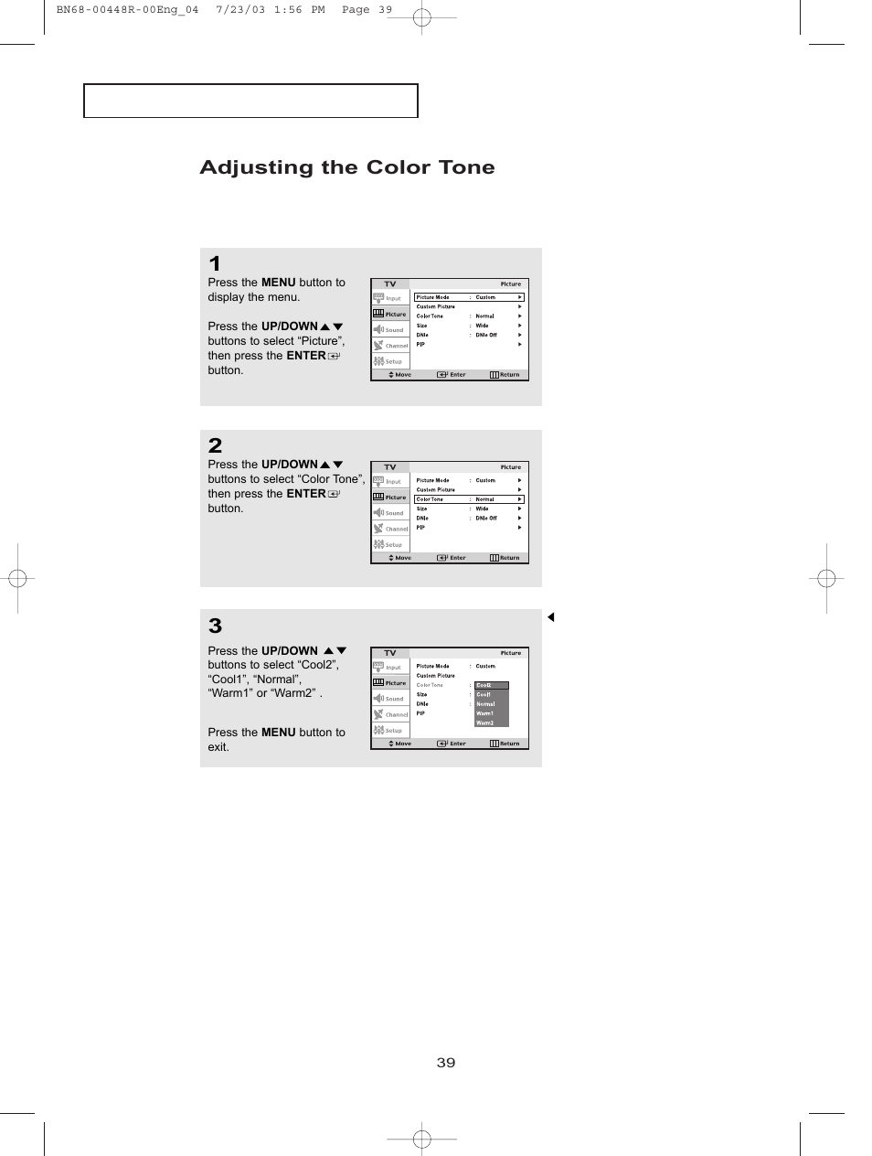 Adjusting the color tone | Samsung LTN406WX-XAA User Manual | Page 47 / 82