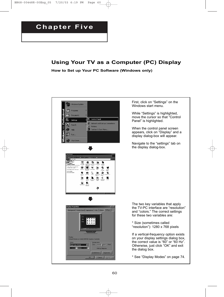Using your tv as a computer (pc) display, P c d | Samsung LTN406WX-XAA User Manual | Page 68 / 82