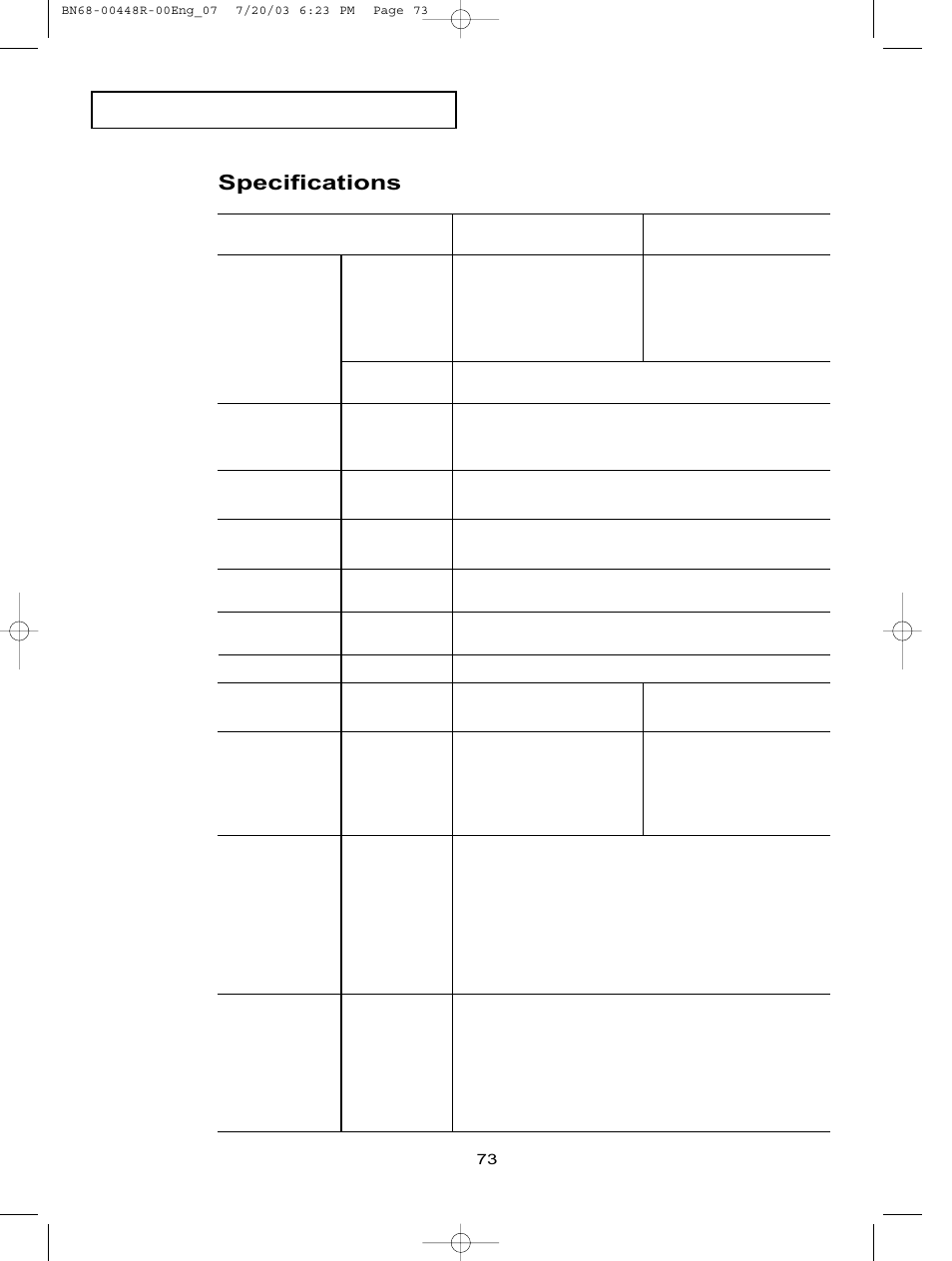 Specifications | Samsung LTN406WX-XAA User Manual | Page 81 / 82