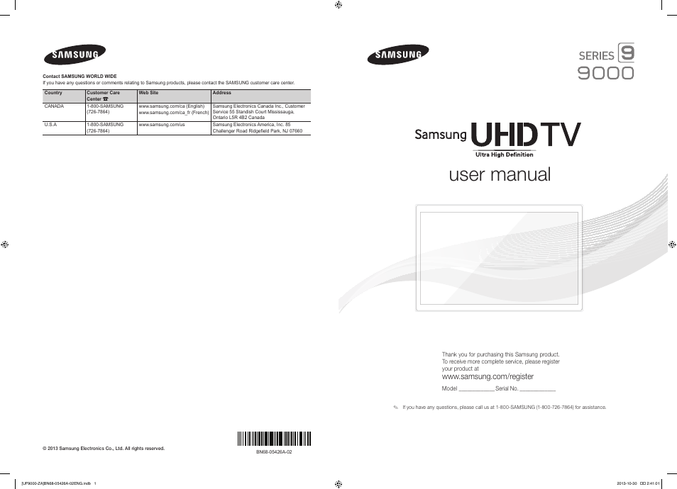 Samsung UN55F9000AFXZA User Manual | 39 pages