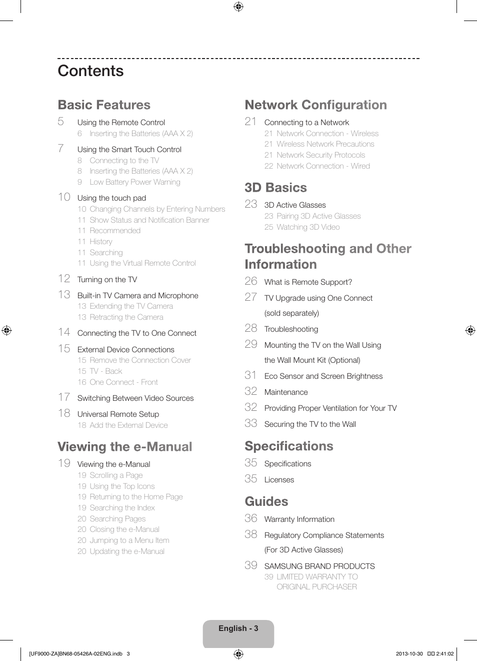 Samsung UN55F9000AFXZA User Manual | Page 3 / 39