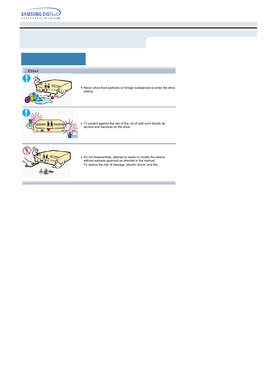 Other, Safety precautions | Samsung SC-152GEBS User Manual | Page 5 / 15