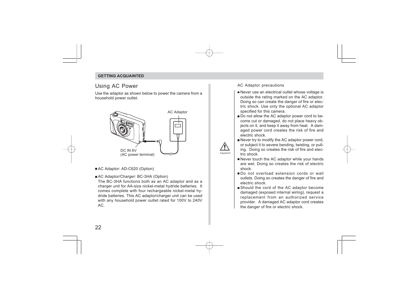 Using ac power | Argus Camera RW-1 User Manual | Page 22 / 91