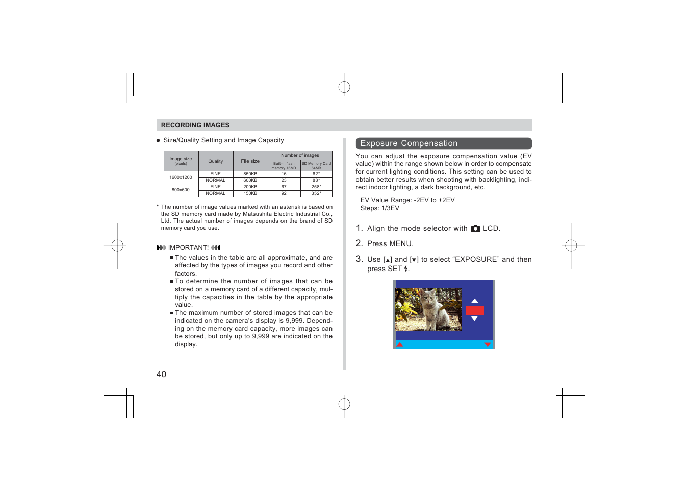 Exposure compensation | Argus Camera RW-1 User Manual | Page 40 / 91