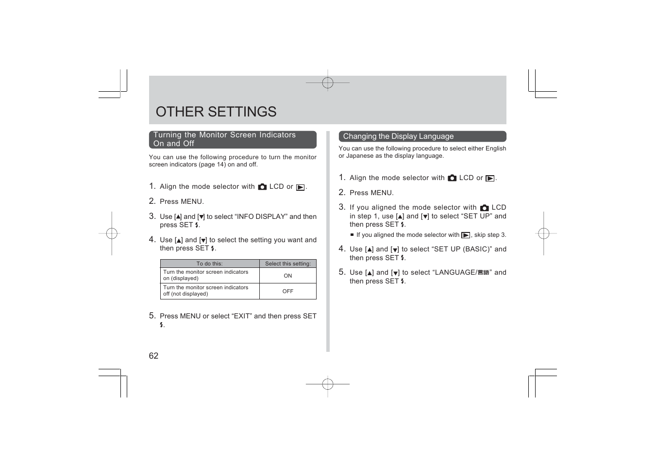 Other settings | Argus Camera RW-1 User Manual | Page 62 / 91