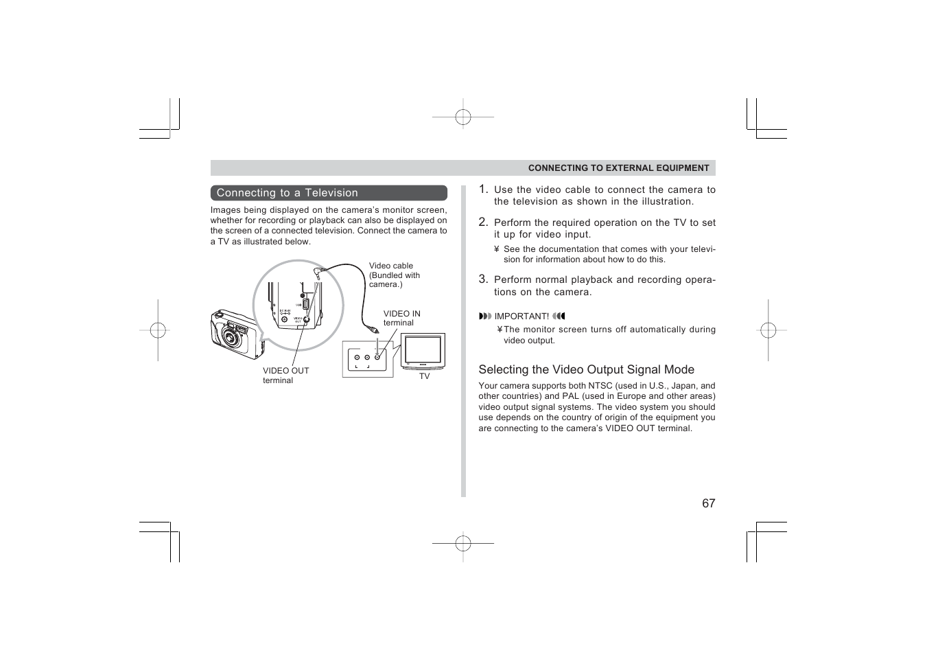 Selecting the video output signal mode | Argus Camera RW-1 User Manual | Page 67 / 91