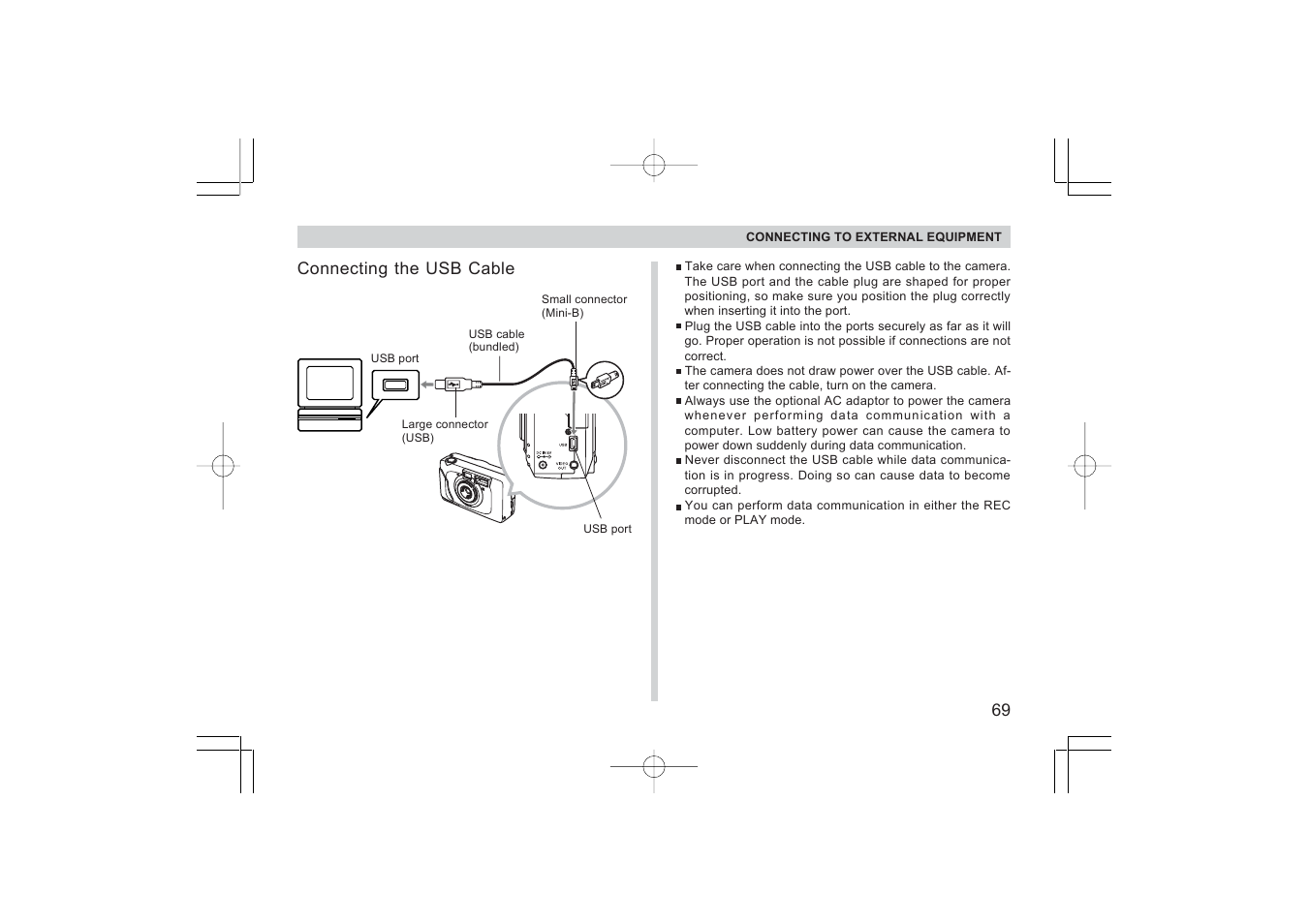 Connecting the usb cable | Argus Camera RW-1 User Manual | Page 69 / 91