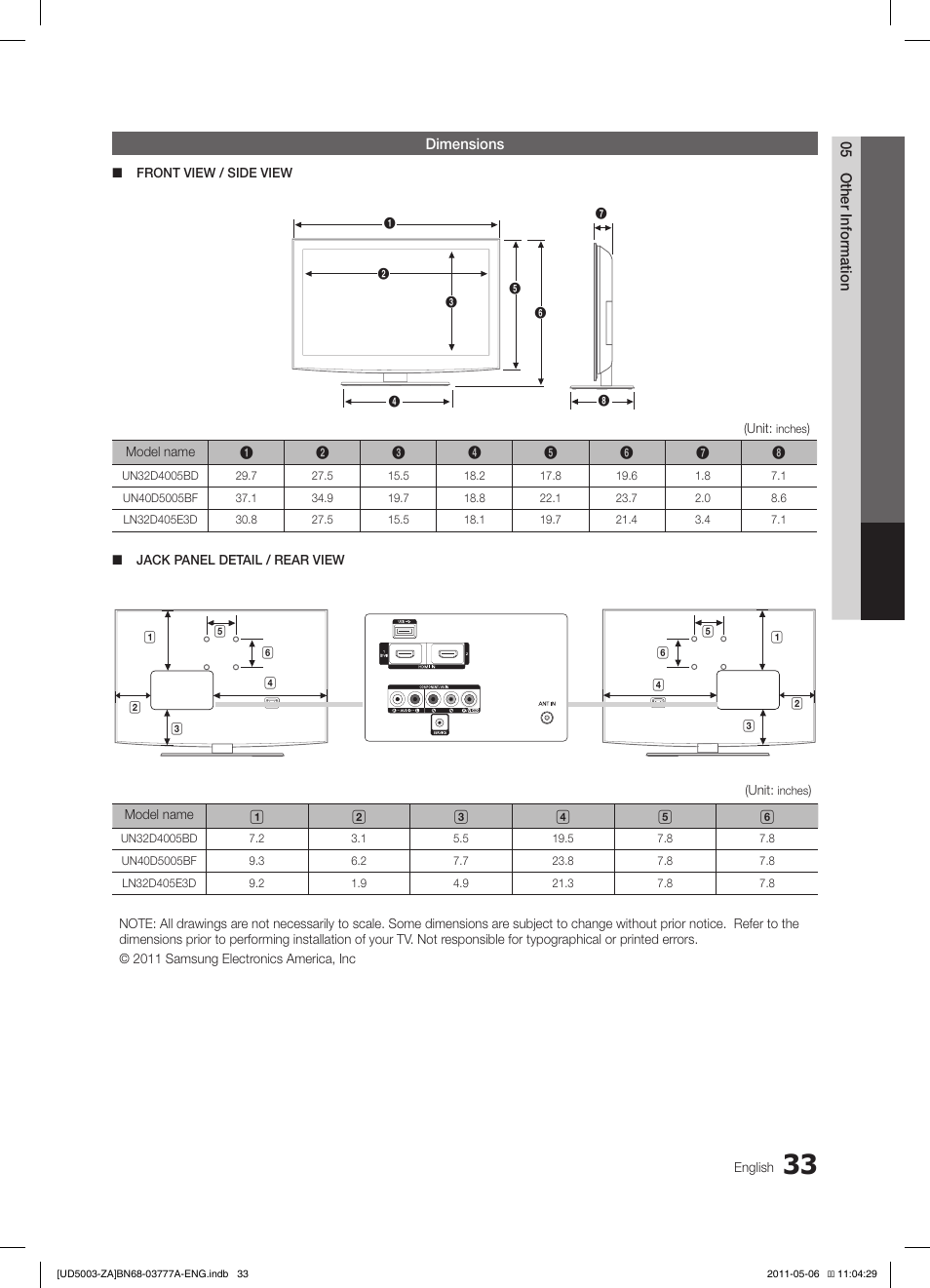 Samsung LN32D405E3DXZA User Manual | Page 33 / 34