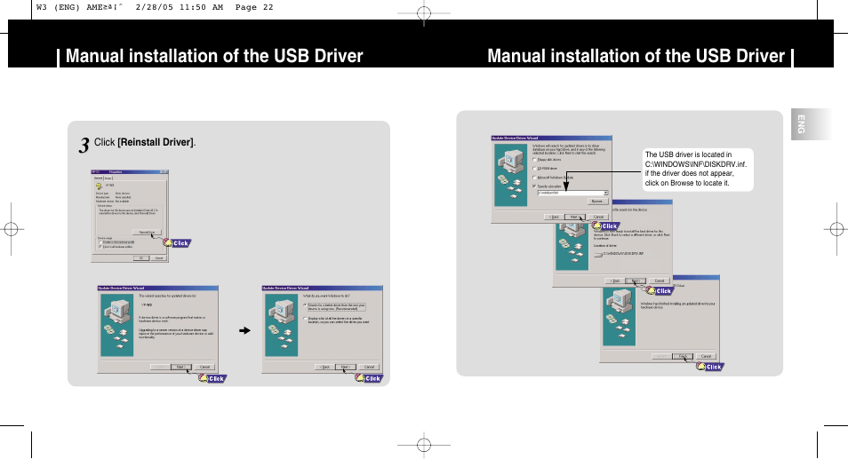 Manual installation of the usb driver | Samsung YP-W3Z-XAA User Manual | Page 12 / 35