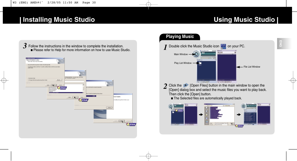 Installing music studio, Using music studio | Samsung YP-W3Z-XAA User Manual | Page 16 / 35