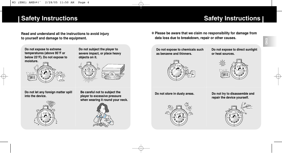 Before you begin, Safety instructions | Samsung YP-W3Z-XAA User Manual | Page 3 / 35
