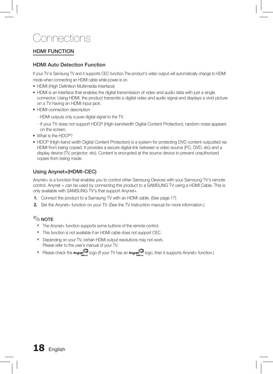 Connections | Samsung HT-E550-ZC User Manual | Page 18 / 45