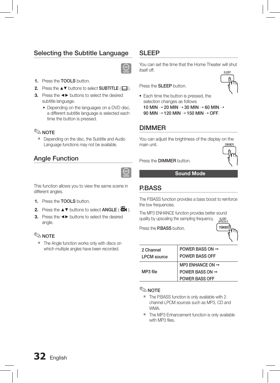 Sound mode | Samsung HT-E550-ZC User Manual | Page 32 / 45