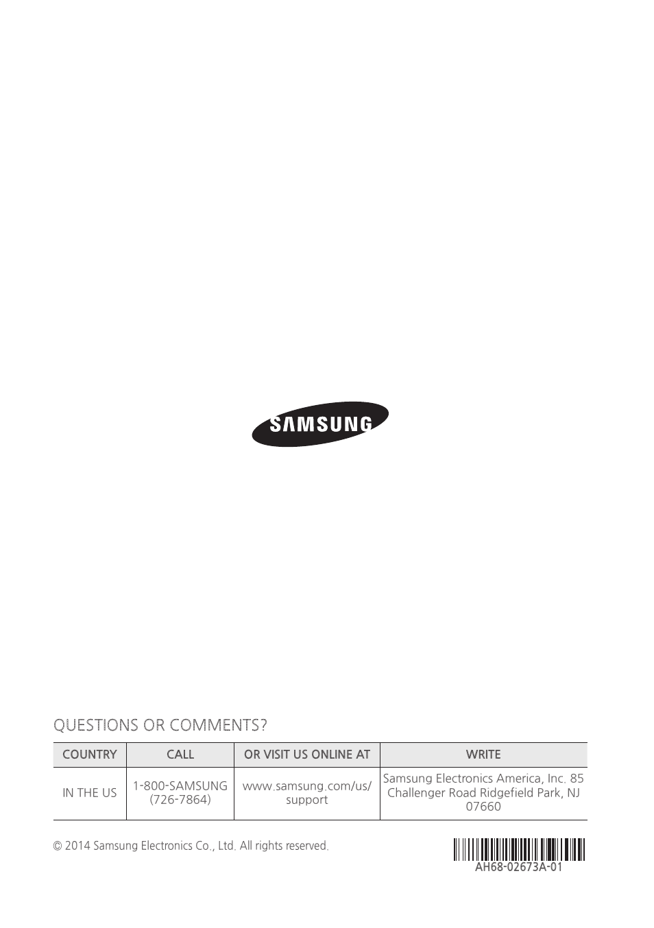Questions or comments | Samsung HT-H5500W-ZA User Manual | Page 48 / 48