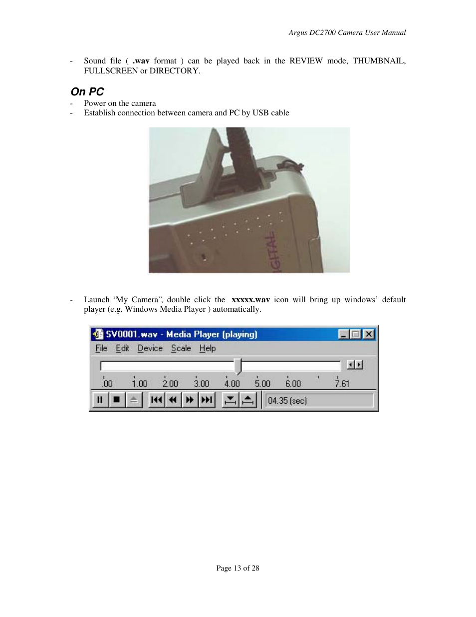 On pc | Argus Camera DC2700 User Manual | Page 13 / 28