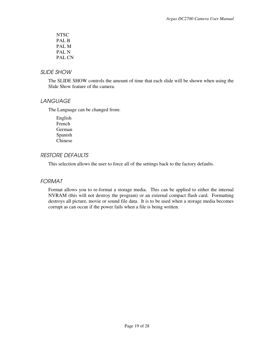 Argus Camera DC2700 User Manual | Page 19 / 28