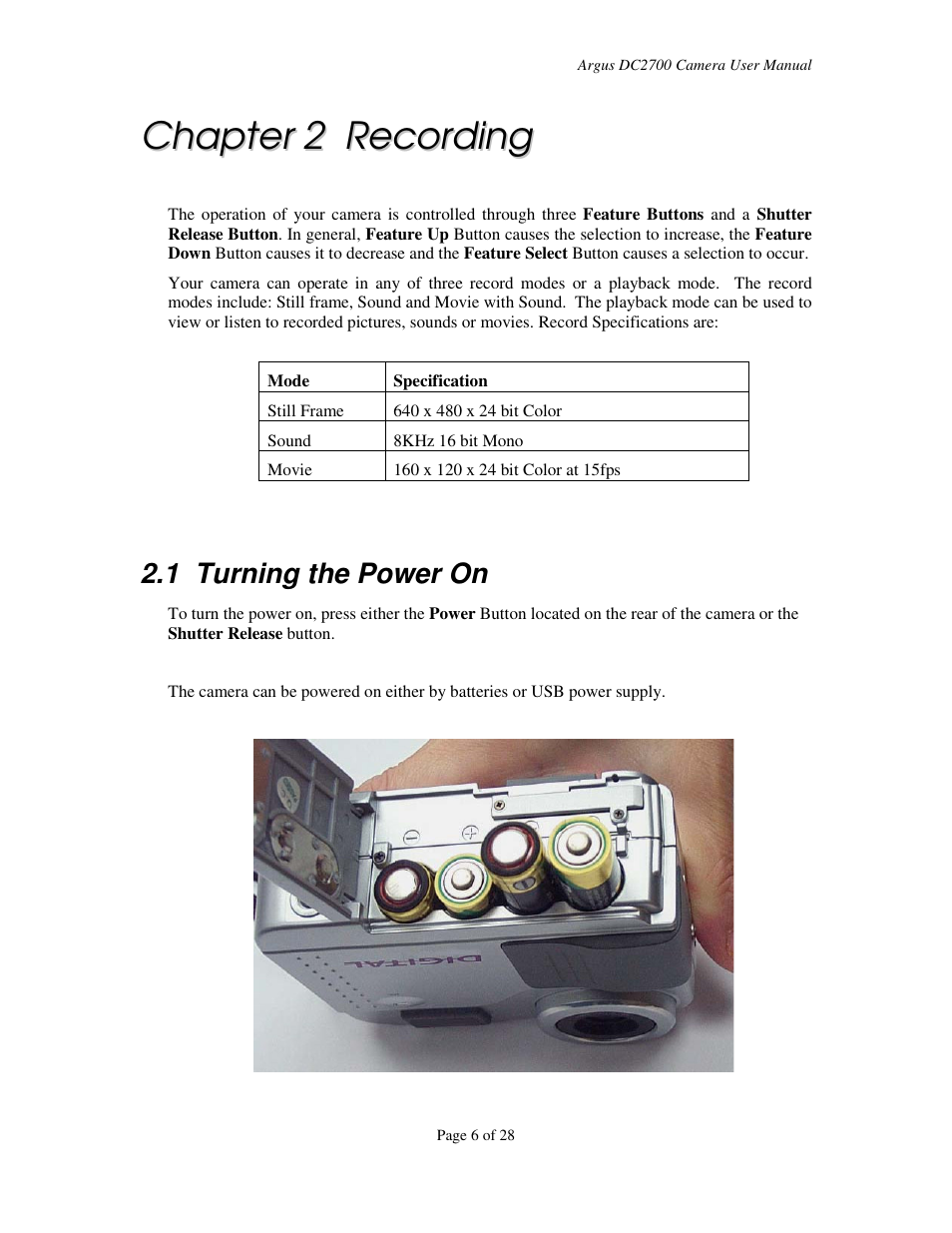 Argus Camera DC2700 User Manual | Page 6 / 28