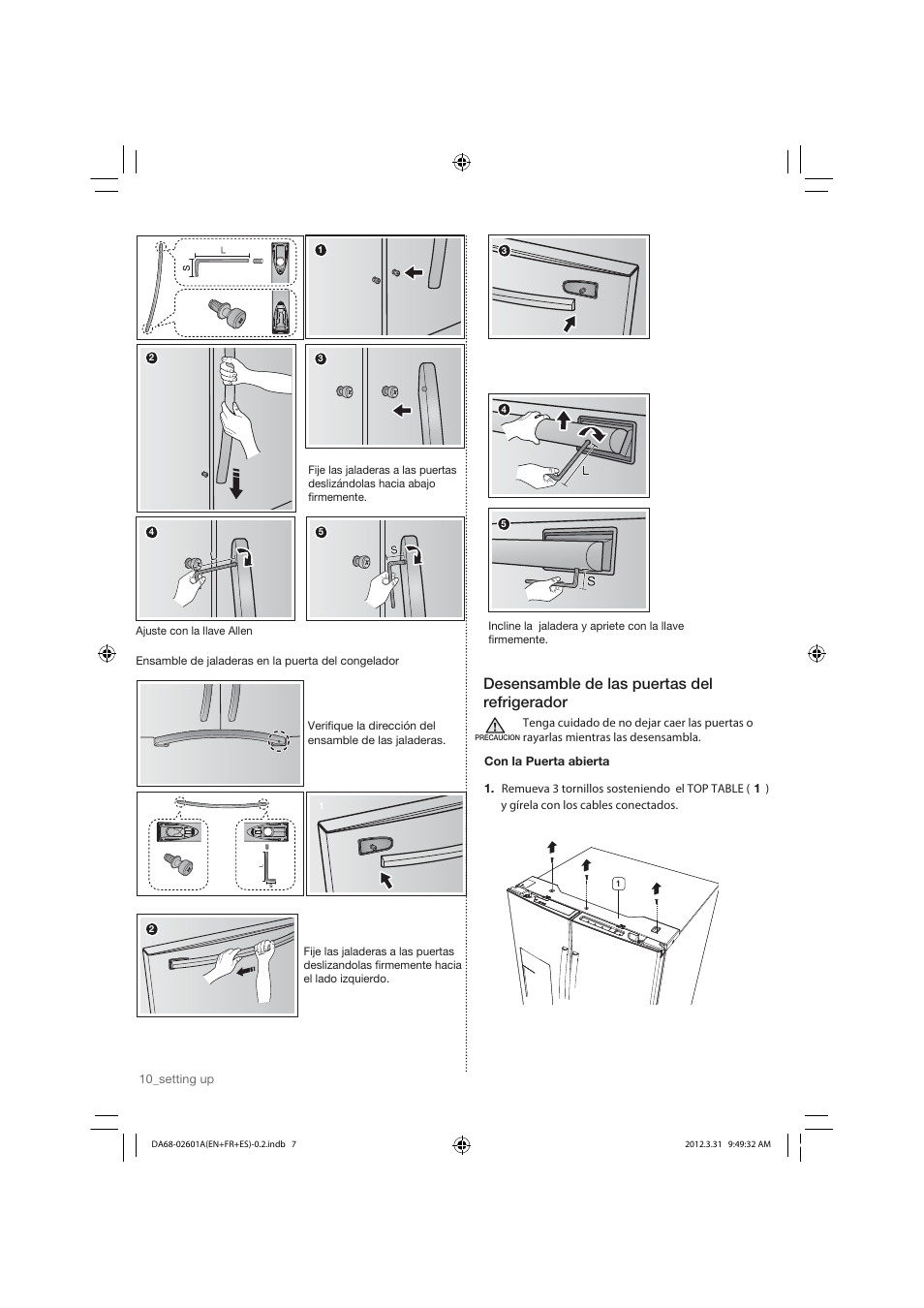 Desensamble de las puertas del refrigerador | Samsung RF263TEAESP-AA User Manual | Page 42 / 92
