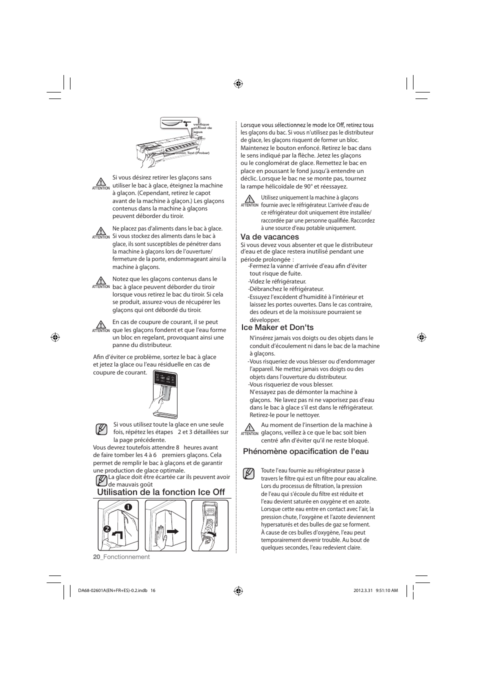 Utilisation de la fonction ice off | Samsung RF263TEAESP-AA User Manual | Page 82 / 92