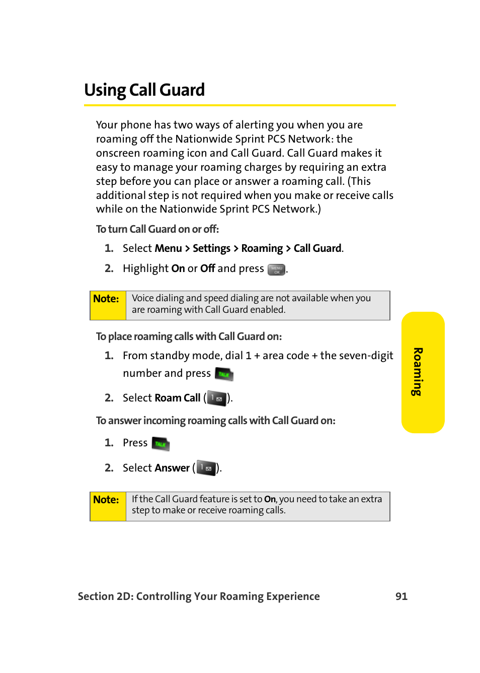 Using call guard | Samsung SEPM500BKASPR User Manual | Page 115 / 257