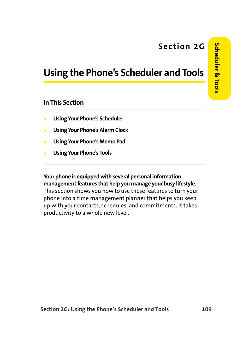 Using the phone’s scheduler and tools, 2g. using the phone’s scheduler and tools | Samsung SEPM500BKASPR User Manual | Page 133 / 257