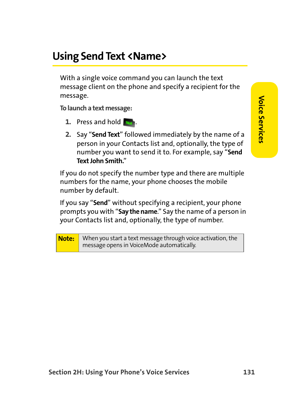 Using send text <name | Samsung SEPM500BKASPR User Manual | Page 155 / 257