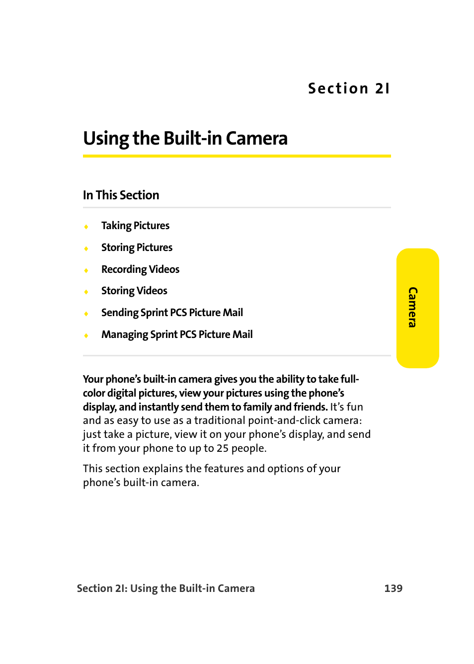 Using the built-in camera, 2i. using the built-in camera, Ca m e ra | Samsung SEPM500BKASPR User Manual | Page 163 / 257