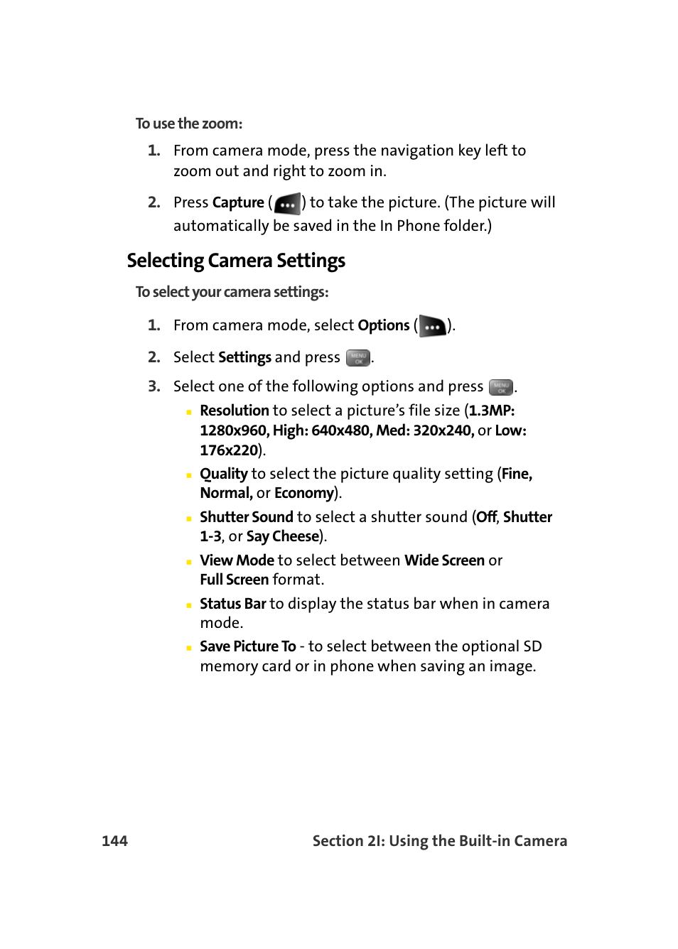Selecting camera settings | Samsung SEPM500BKASPR User Manual | Page 168 / 257