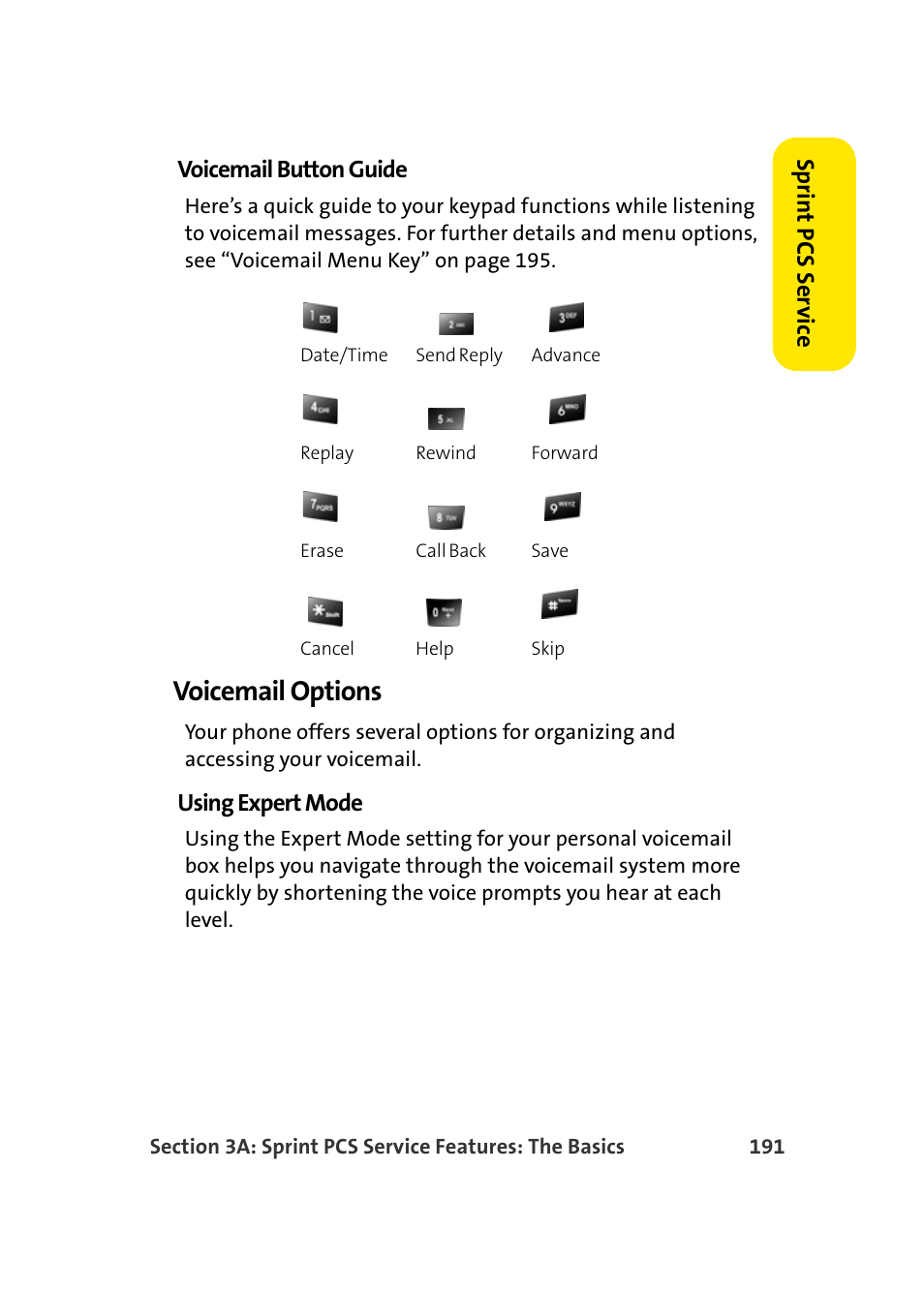 Voicemail options | Samsung SEPM500BKASPR User Manual | Page 215 / 257
