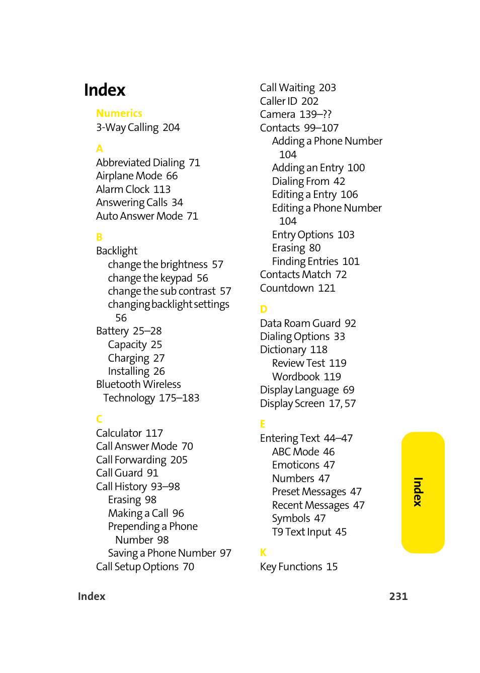 Index | Samsung SEPM500BKASPR User Manual | Page 255 / 257