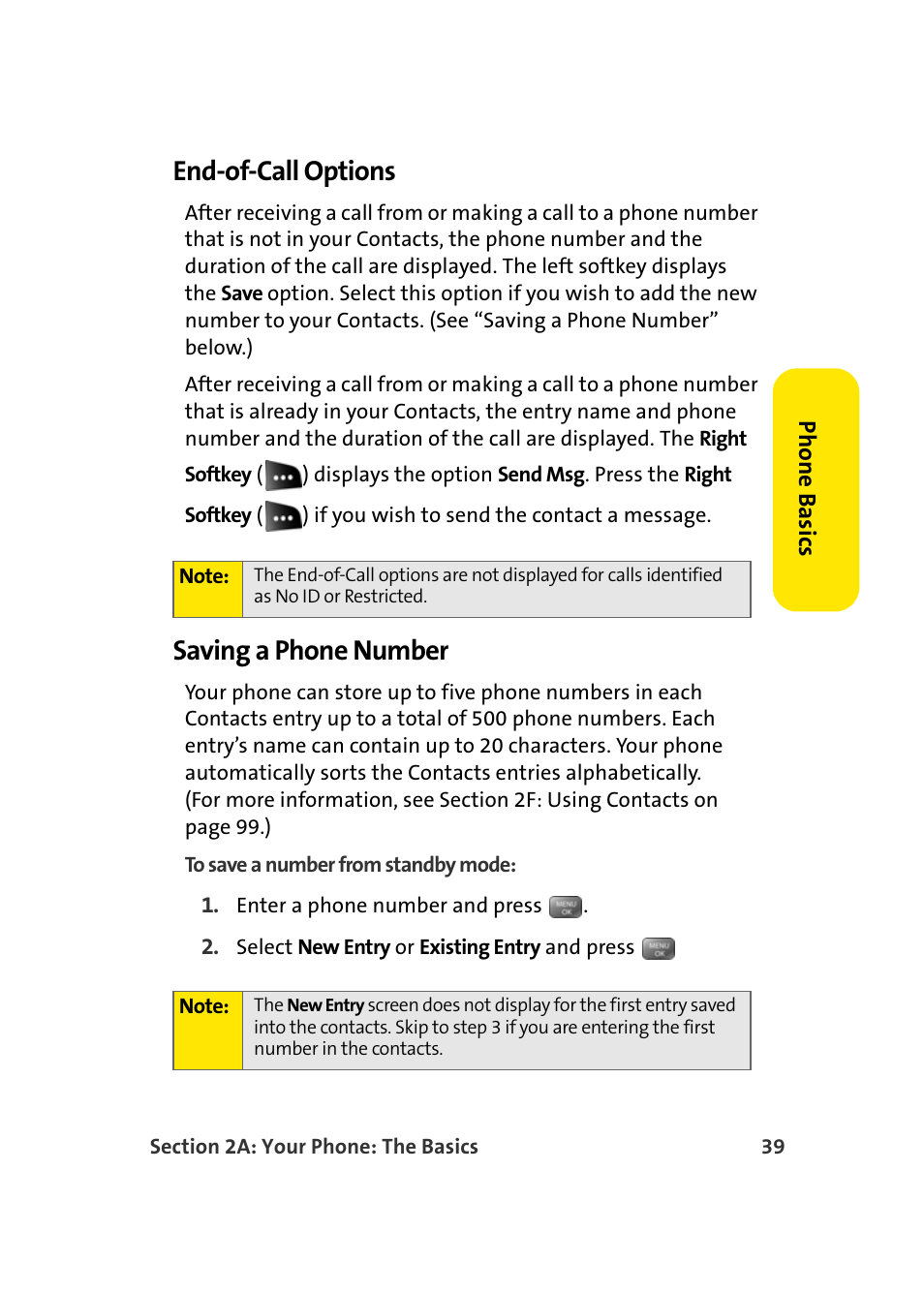 End-of-call options, Saving a phone number | Samsung SEPM500BKASPR User Manual | Page 63 / 257