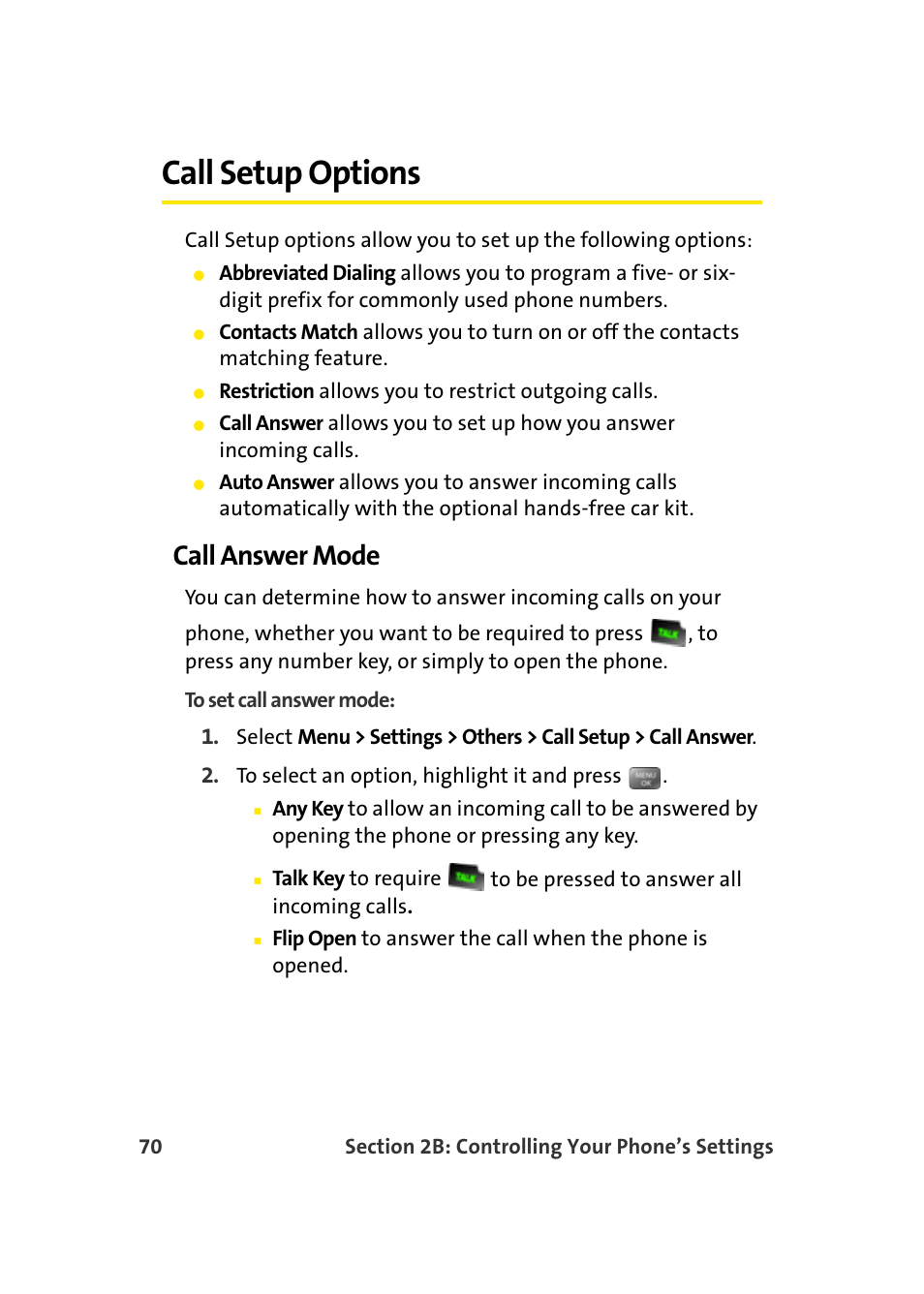 Call setup options, Call answer mode | Samsung SEPM500BKASPR User Manual | Page 94 / 257