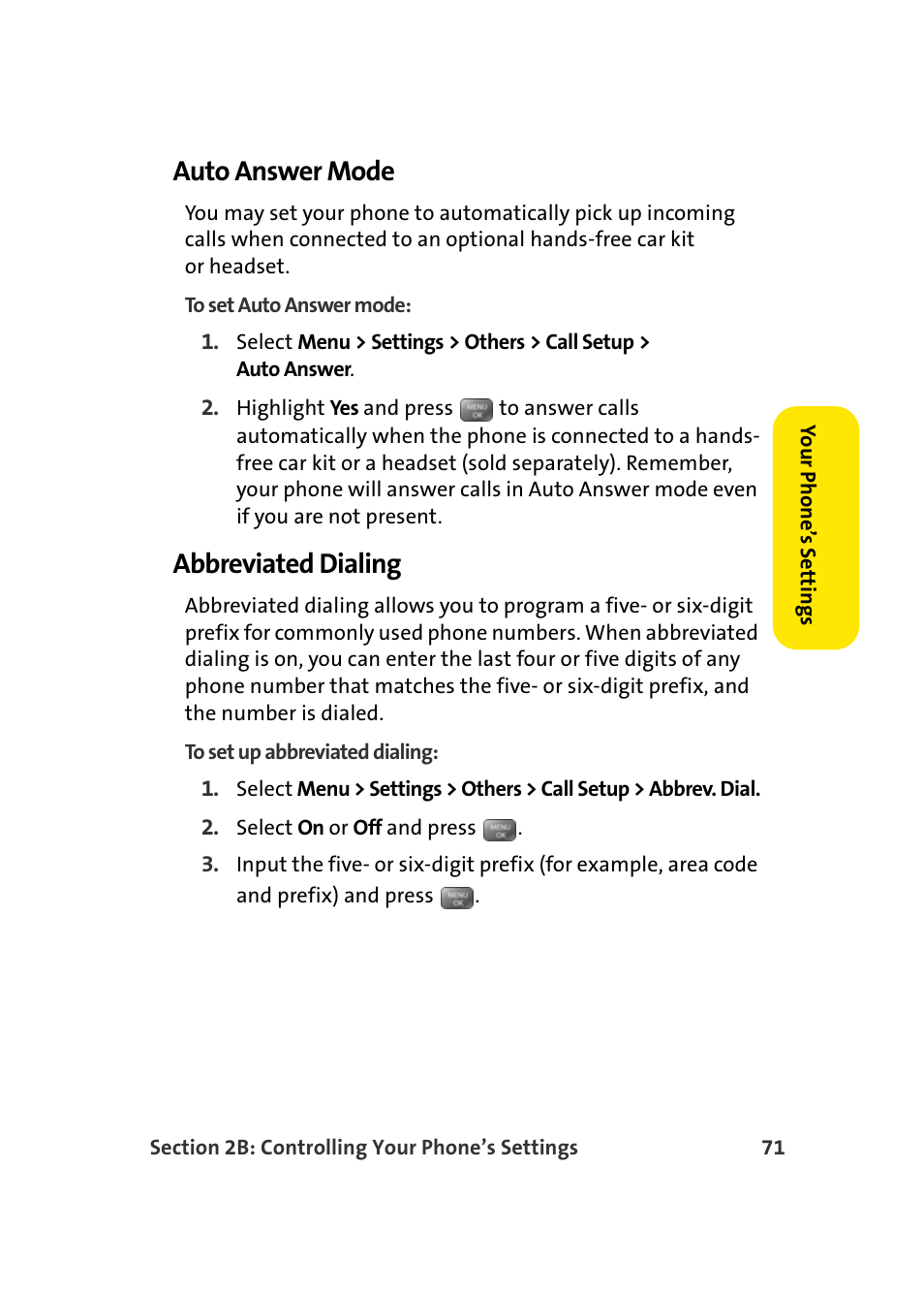 Auto answer mode, Abbreviated dialing | Samsung SEPM500BKASPR User Manual | Page 95 / 257