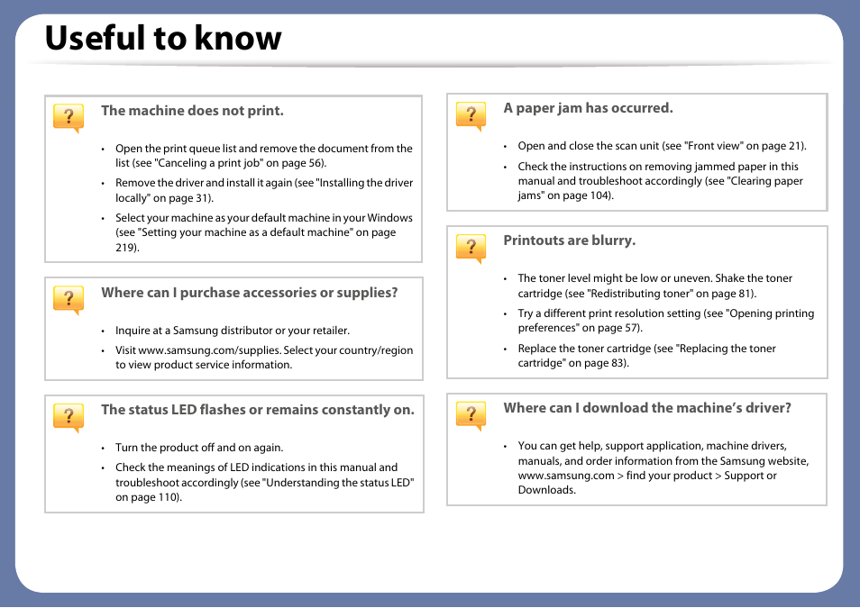 Useful to know | Samsung CLX-3305W-XPE User Manual | Page 12 / 334