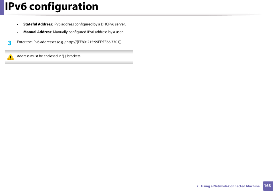 Ipv6 configuration | Samsung CLX-3305W-XPE User Manual | Page 163 / 334