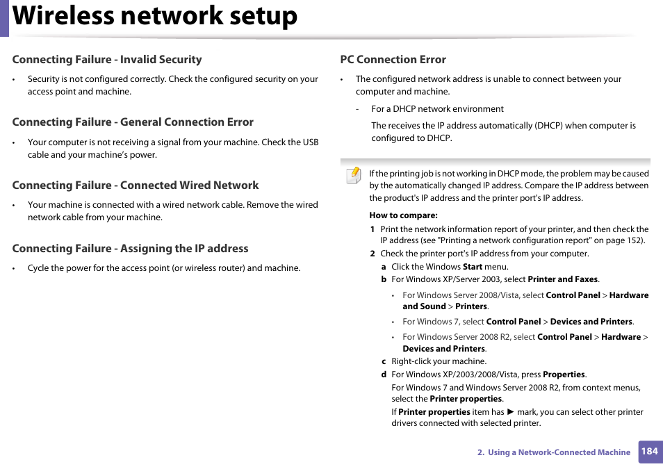 Wireless network setup | Samsung CLX-3305W-XPE User Manual | Page 184 / 334