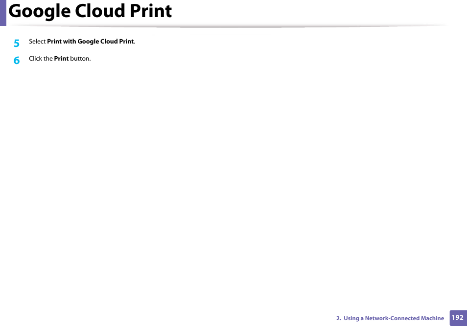 Google cloud print | Samsung CLX-3305W-XPE User Manual | Page 192 / 334