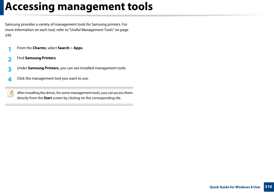 Accessing management tools | Samsung CLX-3305W-XPE User Manual | Page 310 / 334