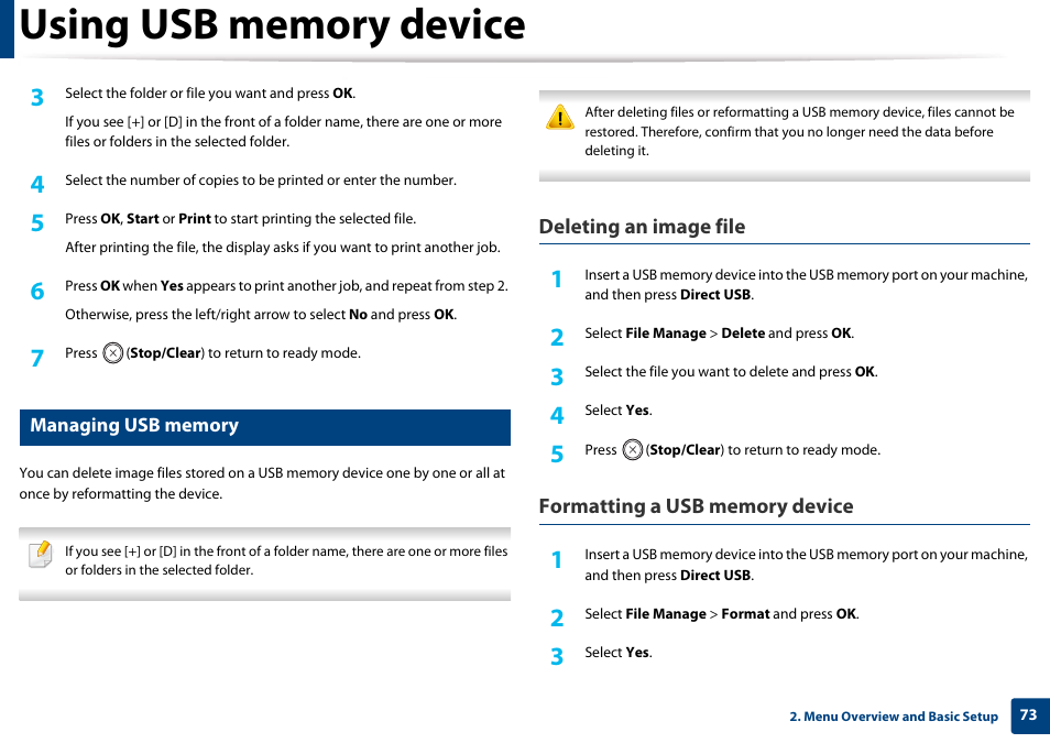Managing usb memory | Samsung CLX-3305W-XPE User Manual | Page 73 / 334