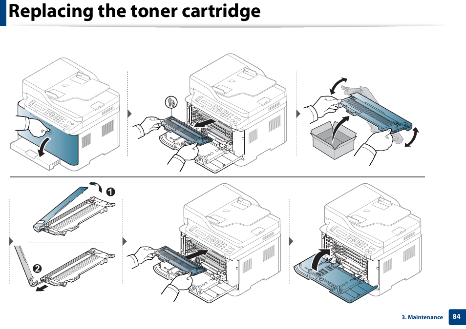 Replacing the toner cartridge | Samsung CLX-3305W-XPE User Manual | Page 84 / 334